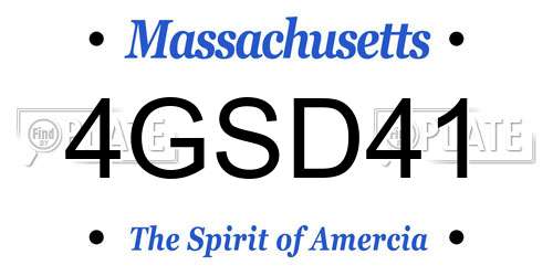 4GSD41 Massachusetts License Plate