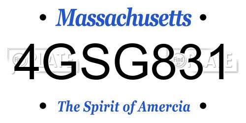 4GSG831 Massachusetts License Plate