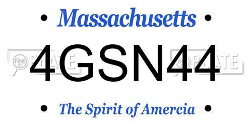 4GSN44 Massachusetts License Plate