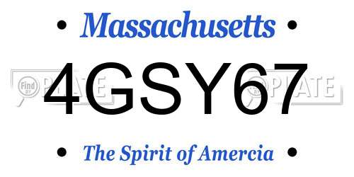 4GSY67 Massachusetts License Plate
