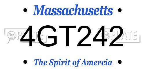 4GT242 Massachusetts License Plate