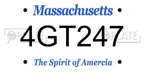 4GT247 Massachusetts License Plate