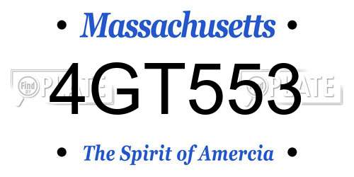 4GT553 Massachusetts License Plate