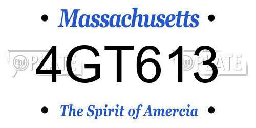4GT613 Massachusetts License Plate