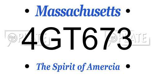 4GT673 Massachusetts License Plate