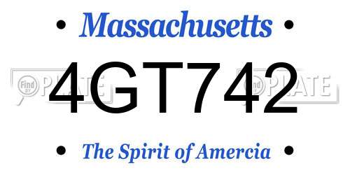4GT742 Massachusetts License Plate