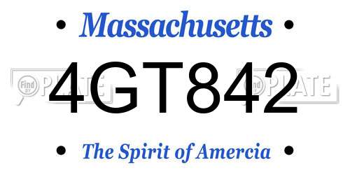 4GT842 Massachusetts License Plate