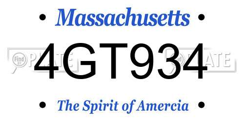 4GT934 Massachusetts License Plate