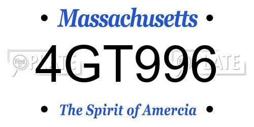 4GT996 Massachusetts License Plate