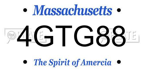 4GTG88 Massachusetts License Plate