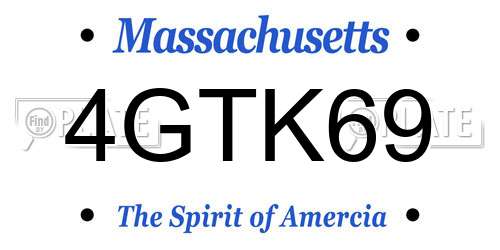 4GTK69 Massachusetts License Plate