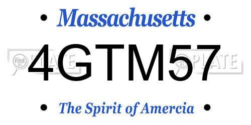 4GTM57 Massachusetts License Plate