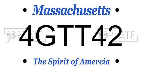 4GTT42 Massachusetts License Plate