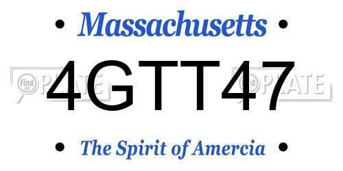 4GTT47 Massachusetts License Plate