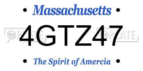 4GTZ47 Massachusetts License Plate