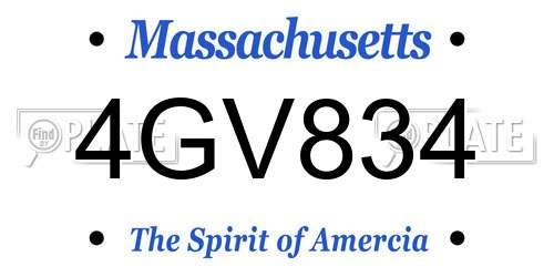 4GV834 Massachusetts License Plate