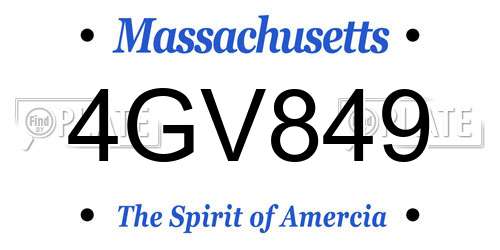 4GV849 Massachusetts License Plate