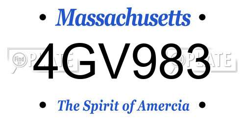 4GV983 Massachusetts License Plate