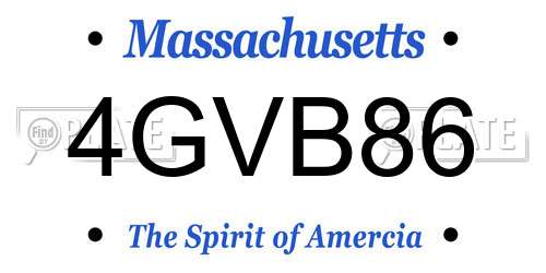 4GVB86 Massachusetts License Plate