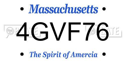 4GVF76 Massachusetts License Plate