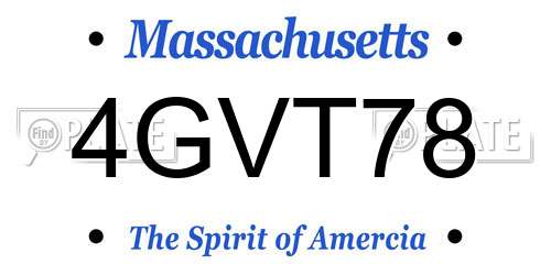 4GVT78 Massachusetts License Plate