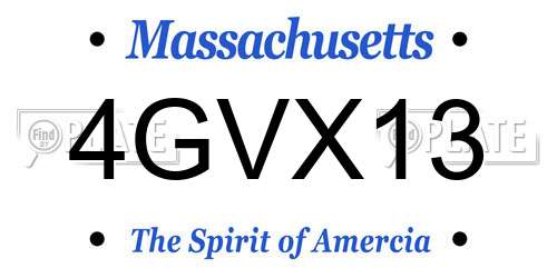 4GVX13 Massachusetts License Plate