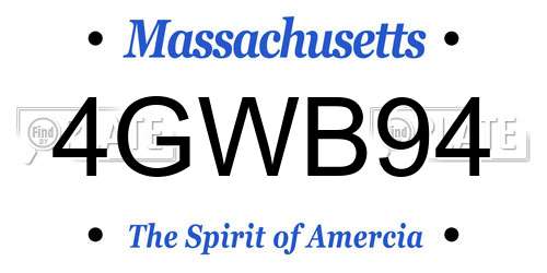 4GWB94 Massachusetts License Plate