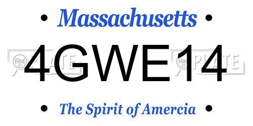 4GWE14 Massachusetts License Plate