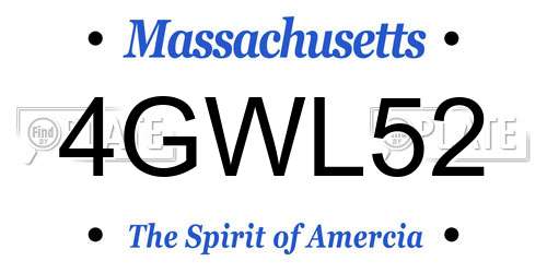 4GWL52 Massachusetts License Plate