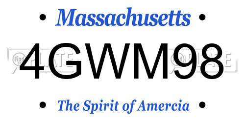 4GWM98 Massachusetts License Plate