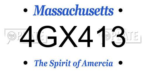 4GX413 Massachusetts License Plate
