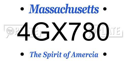 4GX780 Massachusetts License Plate