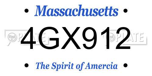 4GX912 Massachusetts License Plate