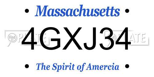 4GXJ34 Massachusetts License Plate