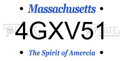 4GXV51 Massachusetts License Plate