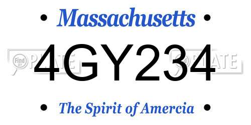 4GY234 Massachusetts License Plate