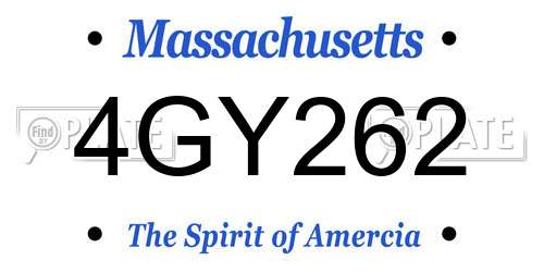 4GY262 Massachusetts License Plate
