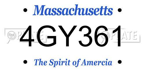 4GY361 Massachusetts License Plate