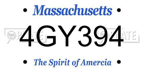 4GY394 Massachusetts License Plate