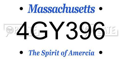 4GY396 Massachusetts License Plate