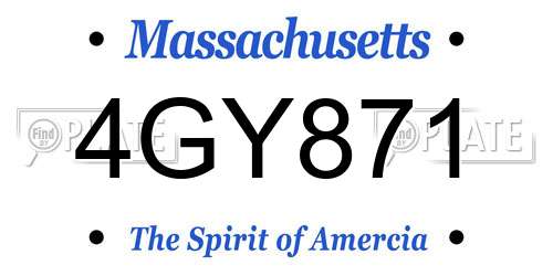 4GY871 Massachusetts License Plate