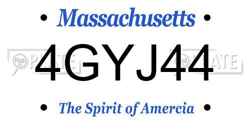 4GYJ44 Massachusetts License Plate