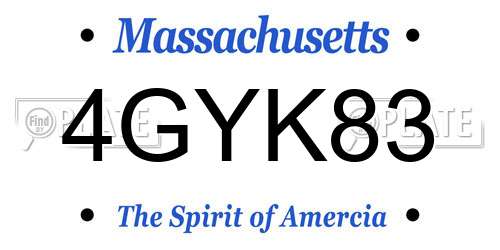 4GYK83 Massachusetts License Plate