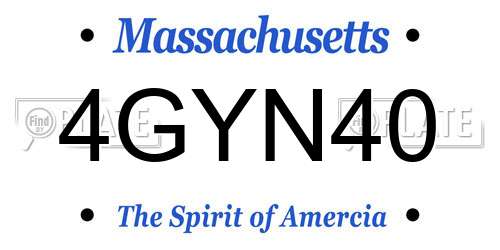 4GYN40 Massachusetts License Plate