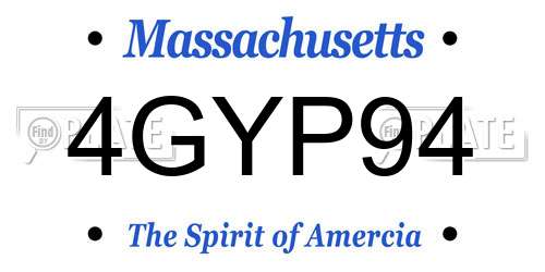 4GYP94 Massachusetts License Plate