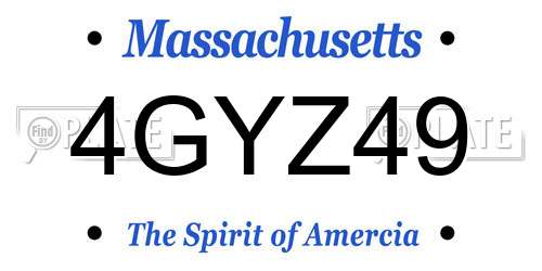 4GYZ49 Massachusetts License Plate