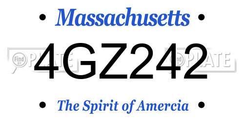 4GZ242 Massachusetts License Plate
