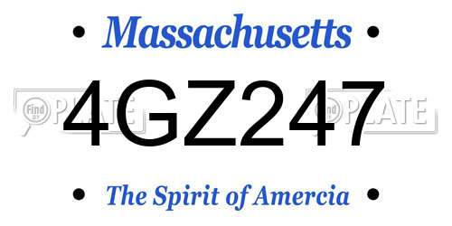 4GZ247 Massachusetts License Plate