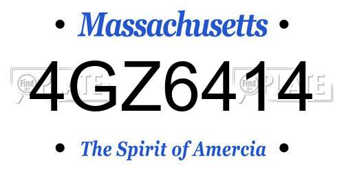 4GZ6414 Massachusetts License Plate