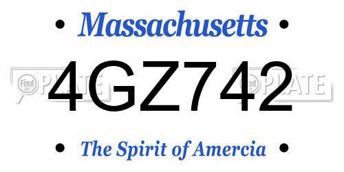 4GZ742 Massachusetts License Plate